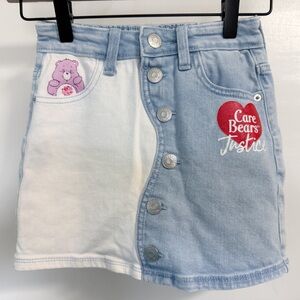 Care Bears x Justice Girls Denim Skort 6/7 Colorblock Button Front
